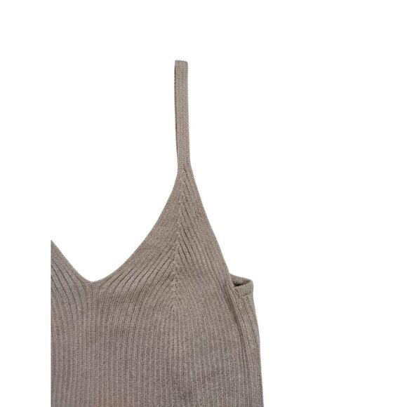 Elie Tahari Ribbed Knit Spaghetti Strap Tank Top V-Neck Taupe Womens S/P, NWT - Picture 6 of 8